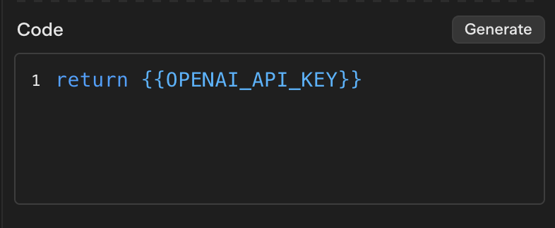 Typing {{ in an input opens a dropdown showing available secrets